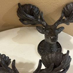 Set Cast Iron Dear Head Candle Holder 