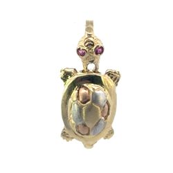 Woman’s Ladies 14k Tri Toned Rose White Yellow Gold Turtle Charm Pendant for Necklace GP3130233