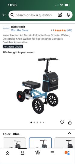 Knee Scooter, All Terrain Foldable Knee Scooter Walker, Disc Brake 