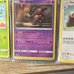 Mr. Mime Pokémon card from the Detective Pikachu set.