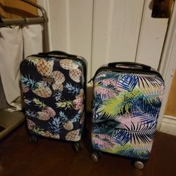 Jessica Simpson Pineapple & Leaf Design Hardside Carry On Suitcases Luggages