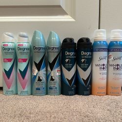 Degree & Secret spray deodorant 3.5-3.8 oz: $4 each