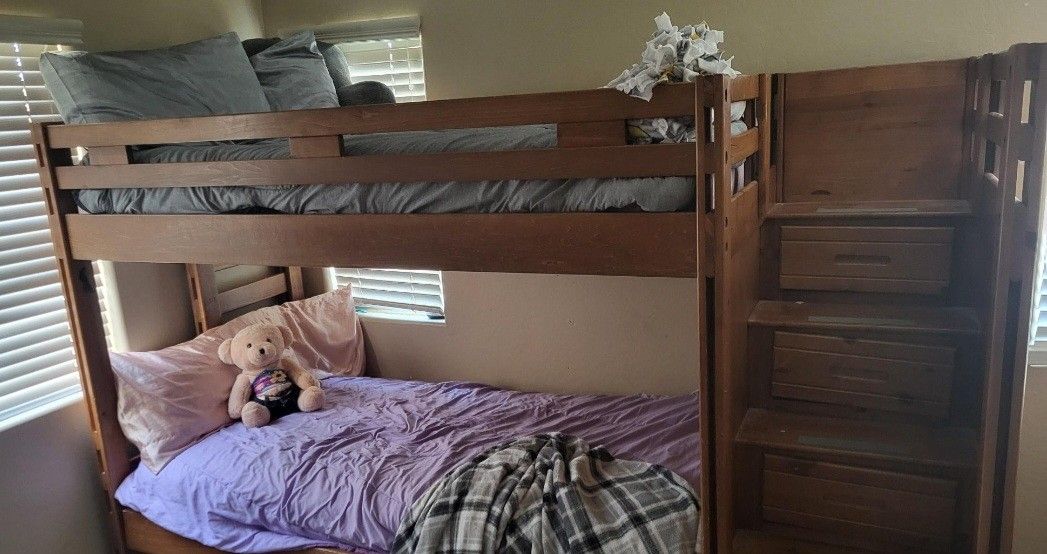 Twin Over Twin Bunk Bed With Stairs