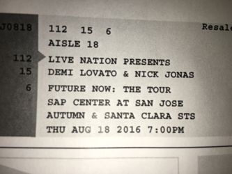 Demi Lavota and nick Jonas tickets