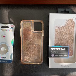 IPhone XS Max Waterfall Gold Drop Protection And Popsocket 