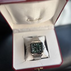 Silver Watch Green Dial