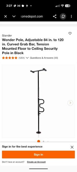 Safety Rail Floor To Ceiling Handrail Shower Tub Bariatric Portable Hand Rail Wonder Pole Adjustable 