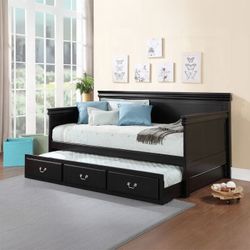 💥New Wood Twin over Twin Bedroom Trundle Bed 2 Colors $10 DOWN