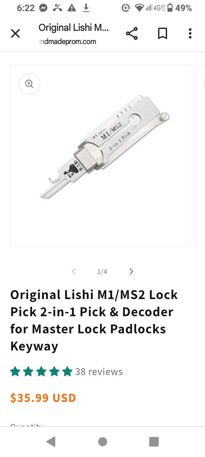 M-1/MS-2 Lishi Lockpick