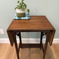 Vintage Wood And Metal Rolling Typewriter Table