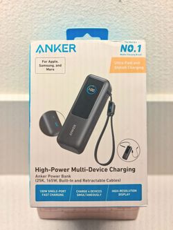 Anker 25000mAh Power Bank Triple 100W USB-C Ports Built-in Cables for Mac/iPhone