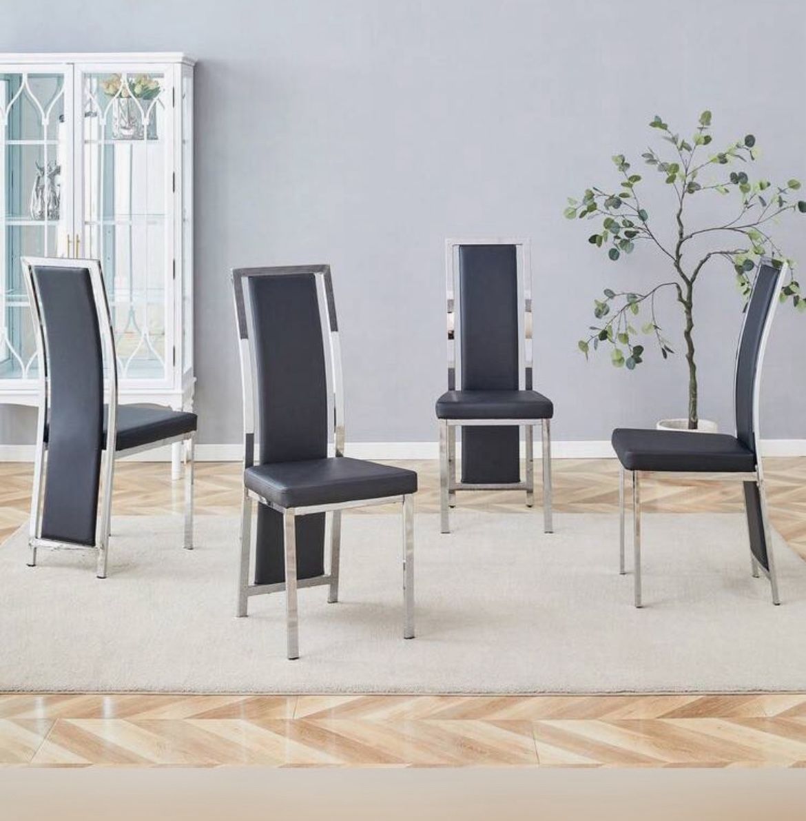 Dinning Room Chairs Black And Silver