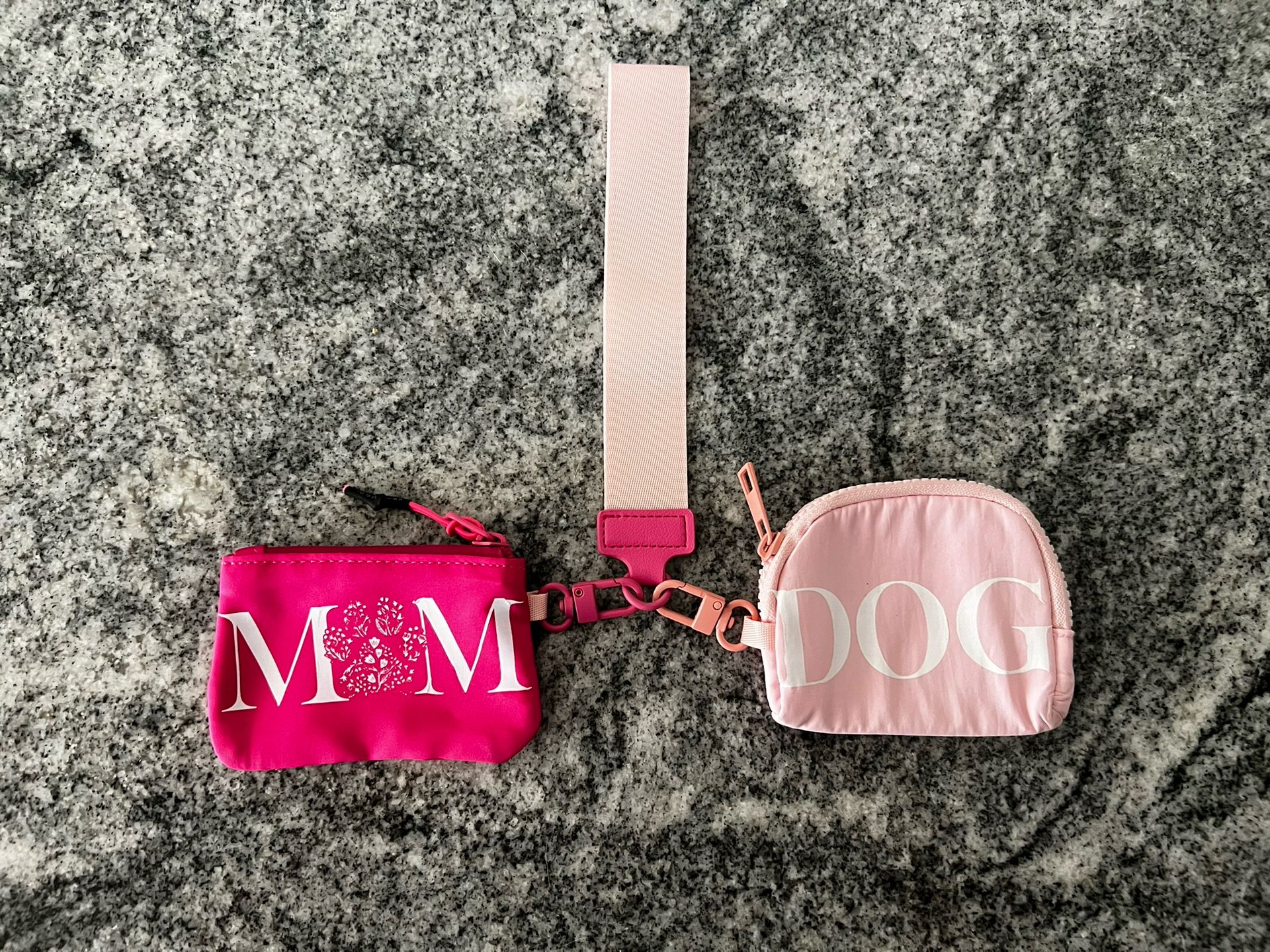 Hot Pink Light Pink Dog & Mom Pouch Leash Attachment