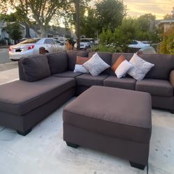 Dark Grey Sectional Couch (Free Delivery)