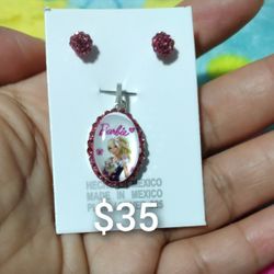925 Sterling Silver Pendant With The Earrings/Dije Con Aretes De Plata  925