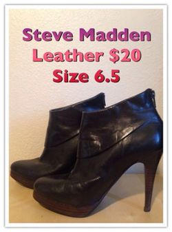 Steve Madden Leather High Heel Boots Size 6.5