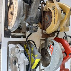 RYOBI SAW  40,  SKILL SAW 12 AMP 2.3 $25, BLACK N DECKER SAW $20 , SAW CAT 20 AND $80 FOR ALL. 