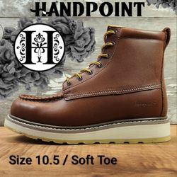 New HANDPOINT Classic SureTrack 6" Leather Soft Toe Waterproof Moc Toe Work Boots Botas Size: 10.5