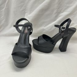 DEMONIA "Dolly-09" Sandals/Heels - Black Vegan Leather Black Vegan Leather / 6