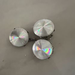 Vintage Pendent And Clip On Earrings Holographic Iridescent Diffraction Retro
