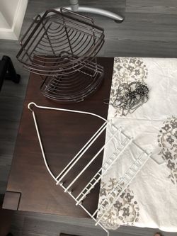 bath curtain with hooks, two shelves, all for 10$