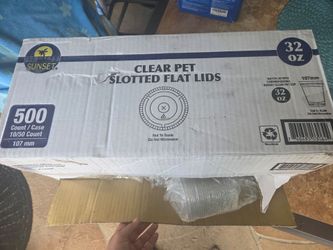 Clear pet slotted flat cup lids, 32oz - NEW