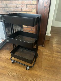 Black 3-Tier Rolling Storage Cart
