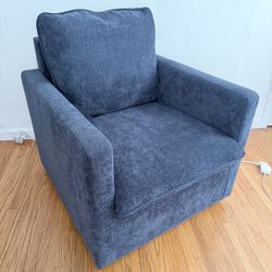 Indigo Midnight Blue Swivel Arm Chair, Like New, Comfortable