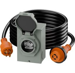 Nema L14-30P Waterproof RV 30Amp Power Inlet Box & L14-30P Extension Cable 25ft