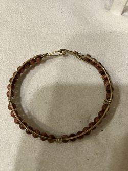 Gold Plate Wooden Bead Bracelet