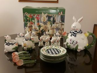 Easter bunny tea set
