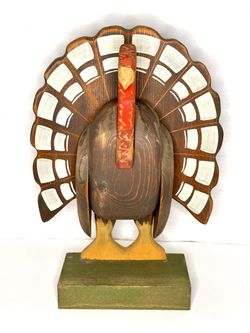 Vintage Boone River Creations Wooden Thanksgiving Turkey Figure