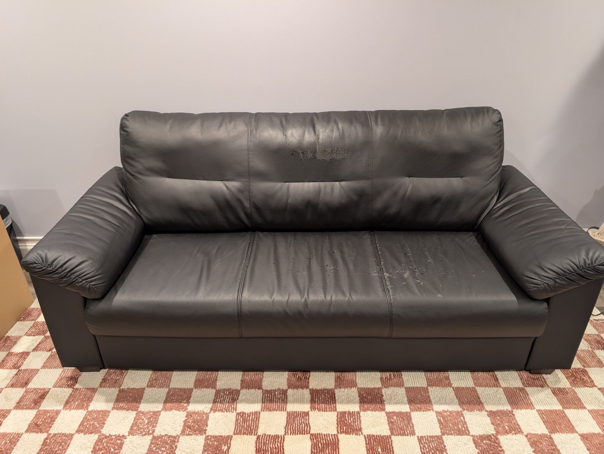 Black Leather Sofa approx 79" L x 34" W x 35" H  Pick up in Dyker heights