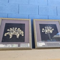 Asian Silver Flower Crowns In Frames