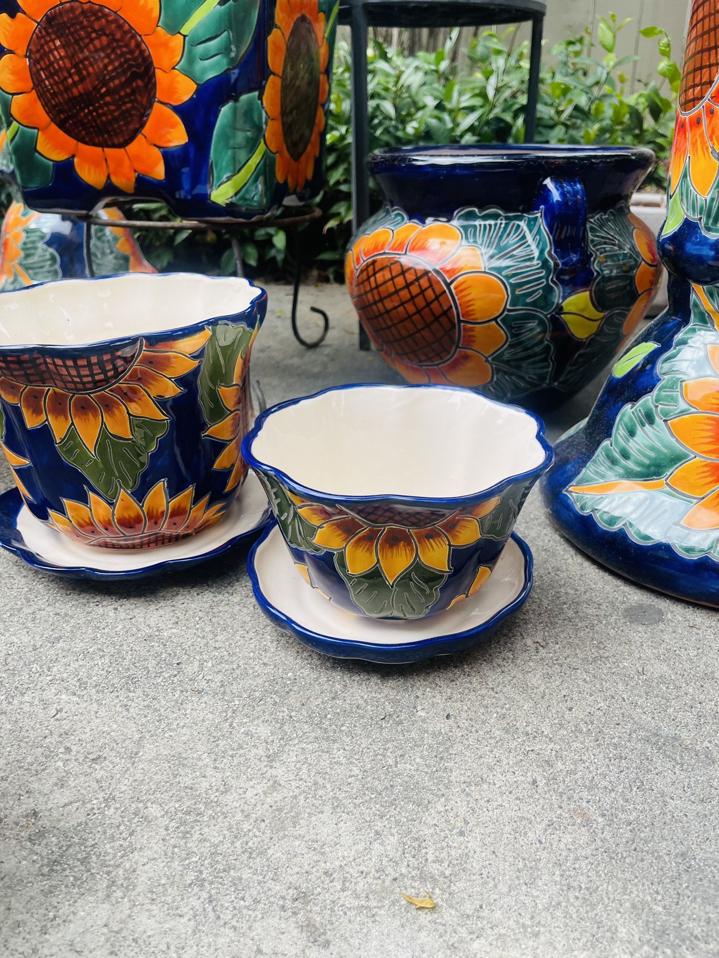 Talavera  Small Planters With Saucers (2 Different Sizes) $23 And $28 Each 