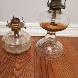2 Antique Vintage Oil  Lamps