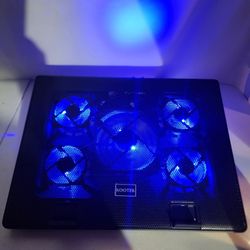 Kootek New Blue After Glow 5 Fan Laptop 12 to 17 Inch Cooling Pad. Brand new large profile super quiet cooling pad for 12 to 17 inch Laptops. Msrp $40