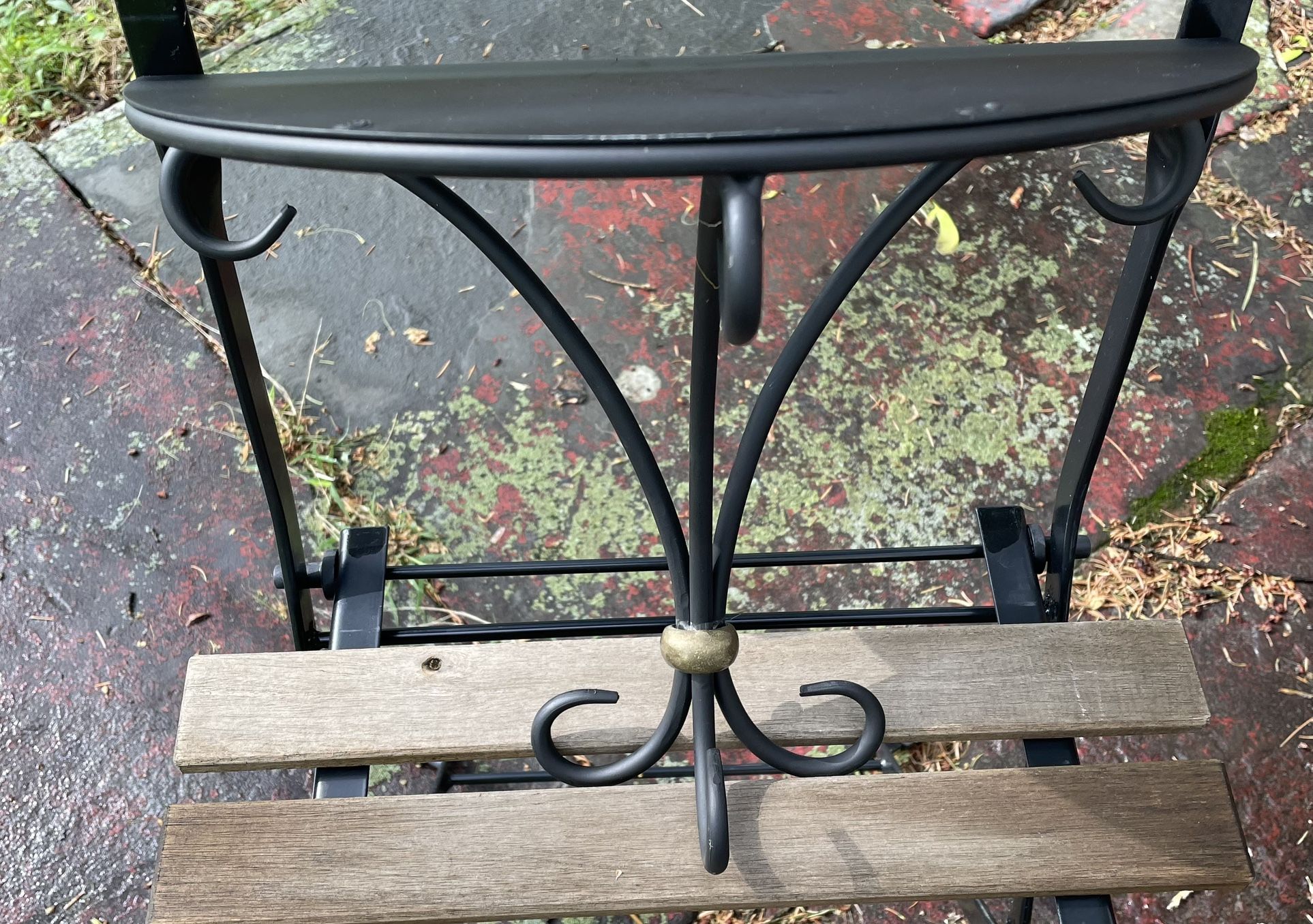 Vintage Ornate Decorative Half Round Wrought Iron Wall Shelf