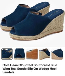 Cole Haan Size 8 Blue Wedge Shoe New
