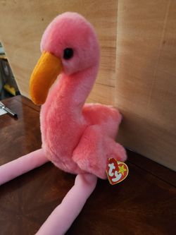  VINTAGE BEANIE BUDDY PINKY THE FLAMINGO plush toy. #D0733