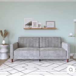 Luxury, Light, Gray, Soft, Velvet Futon