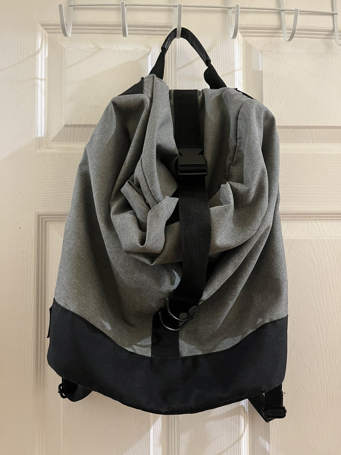 HM Backpack Duffel Bag Knapsack with Buckle Closure Gray