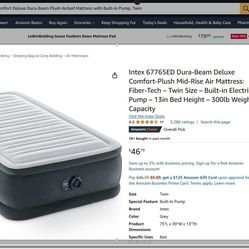 Intek Deluxe Plush Twin Air Mattress Built In Pump