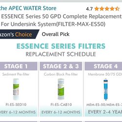 Brand New APEC Max ES50 Filter