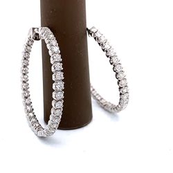 14 karat solid Gold diamond hoop earrings