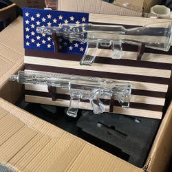 Bourbon Decanters - And American Flag  Mount Brand New 