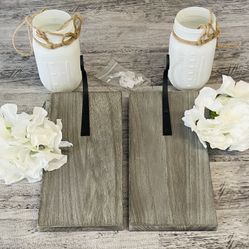 (2) Hanging Wall Sconces W/Mason Jars