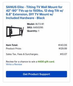 SANUS Elite - Tilting TV Wall Mount for 42"-90" TVs up to 150lbs,