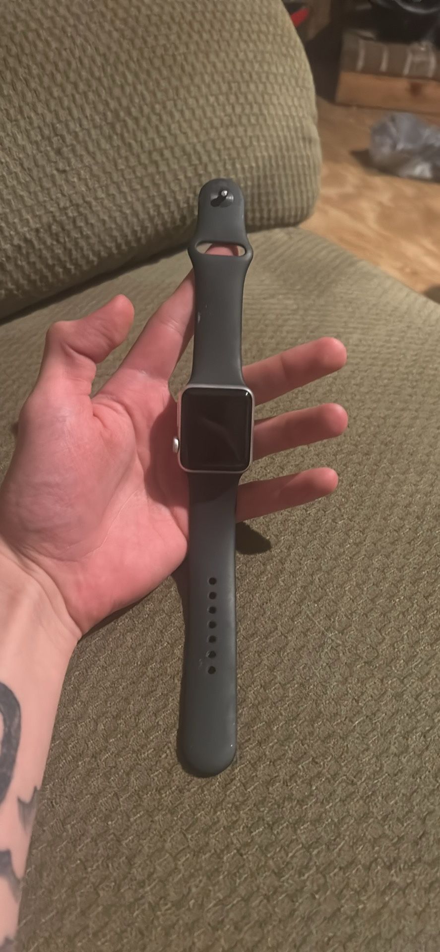 Apple Watch Series 3 38mm Space Gray Aluminum Case with Black Sport Band...