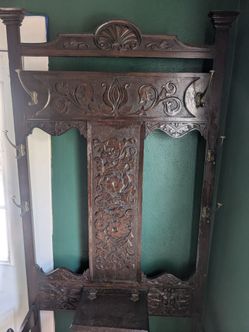 Antique ornate Wood carved Coat Rack